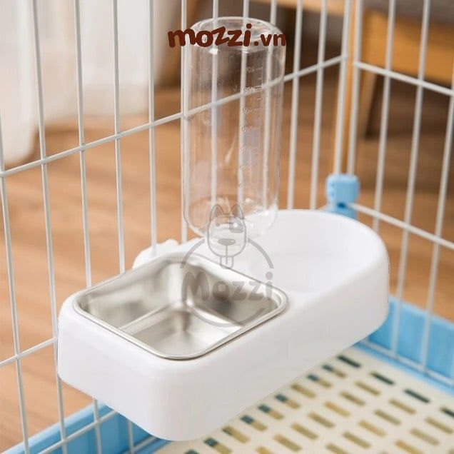Chén ăn kèm Bình nước tự động gắn chuồng cho chó mèo