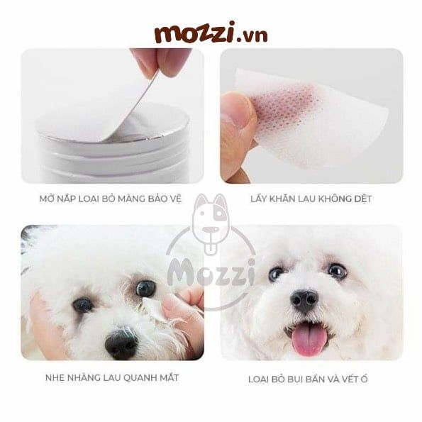 Khăn ướt lau sạch mắt nha đam Hipi Hộp 130 miếng cho chó mèo