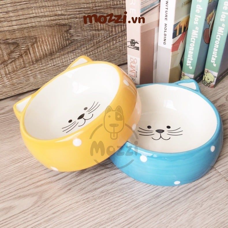 Elite chén sứ hình mặt mèo chấm bi