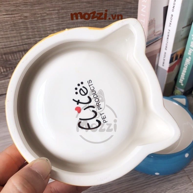 Elite chén sứ hình mặt mèo chấm bi
