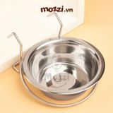  Chén bát ăn cho chó mèo inox trơn treo chuồng 