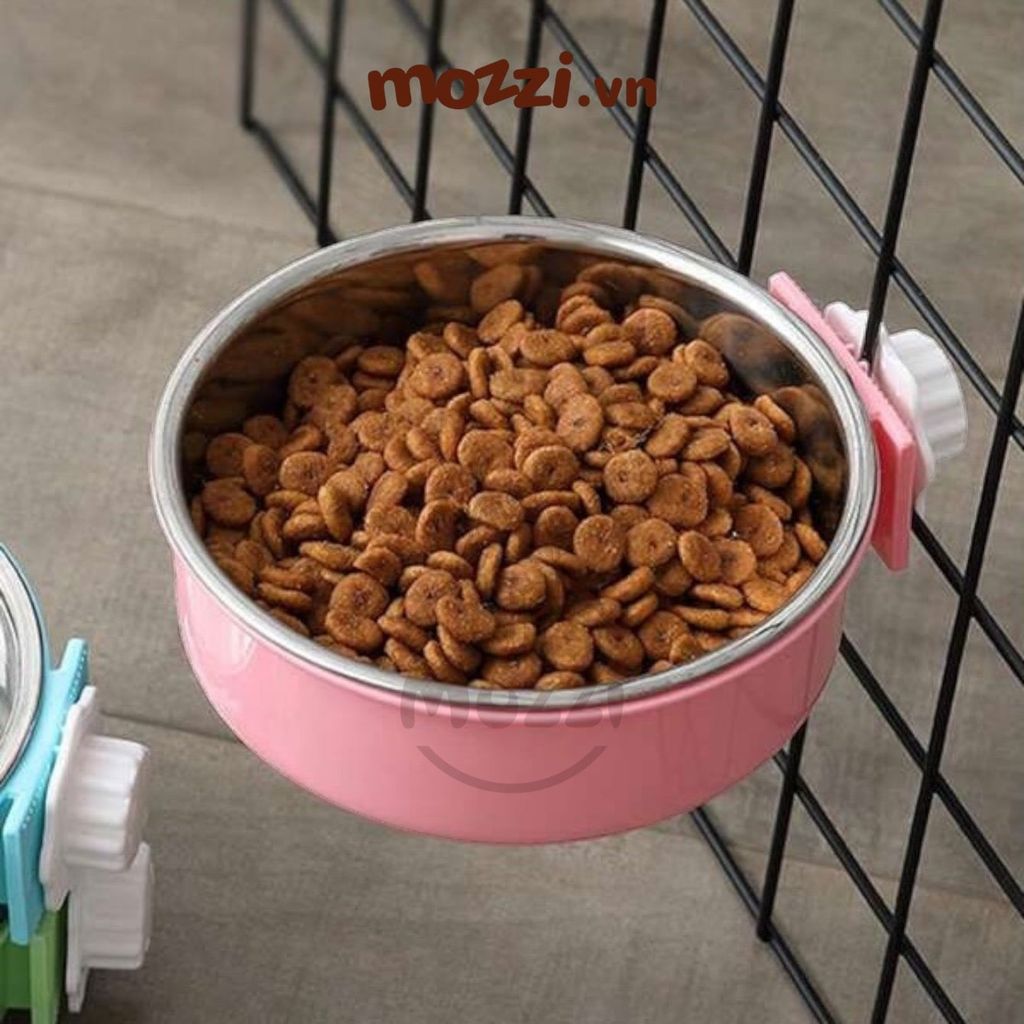 Chén bát ăn cho chó mèo inox gắn chuồng có thể tháo rời cao cấp