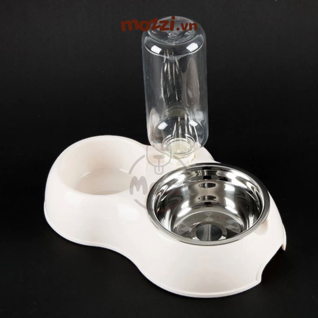 Khay thức ăn kèm nước inox tháo rời cho chó mèo