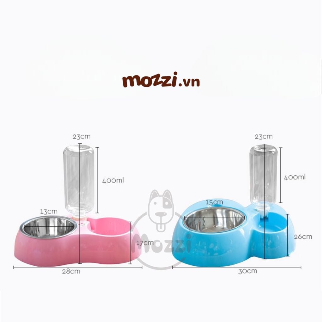 Khay thức ăn kèm nước inox tháo rời cho chó mèo