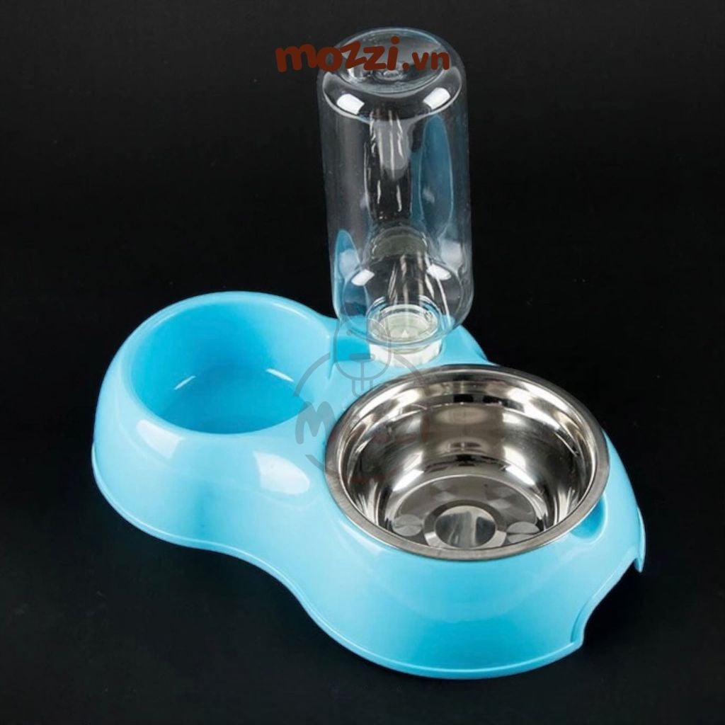 Khay thức ăn kèm nước inox tháo rời cho chó mèo
