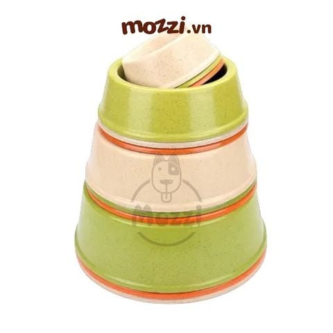  Chén ăn đơn sợi tre hình tròn cho chó mèo 