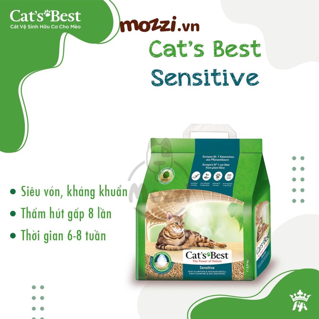 Cát gỗ cho mèo Cat's Best Sensitive siêu thấm hút kháng khuẩn