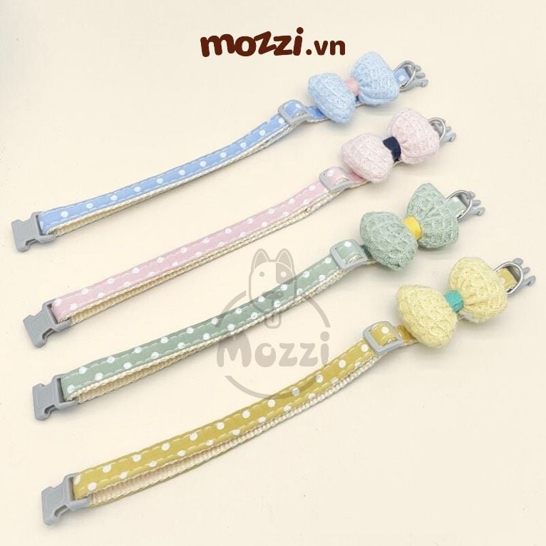 Vòng cổ cho chó mèo Nơ cotton pastel DoHa 3-7kg