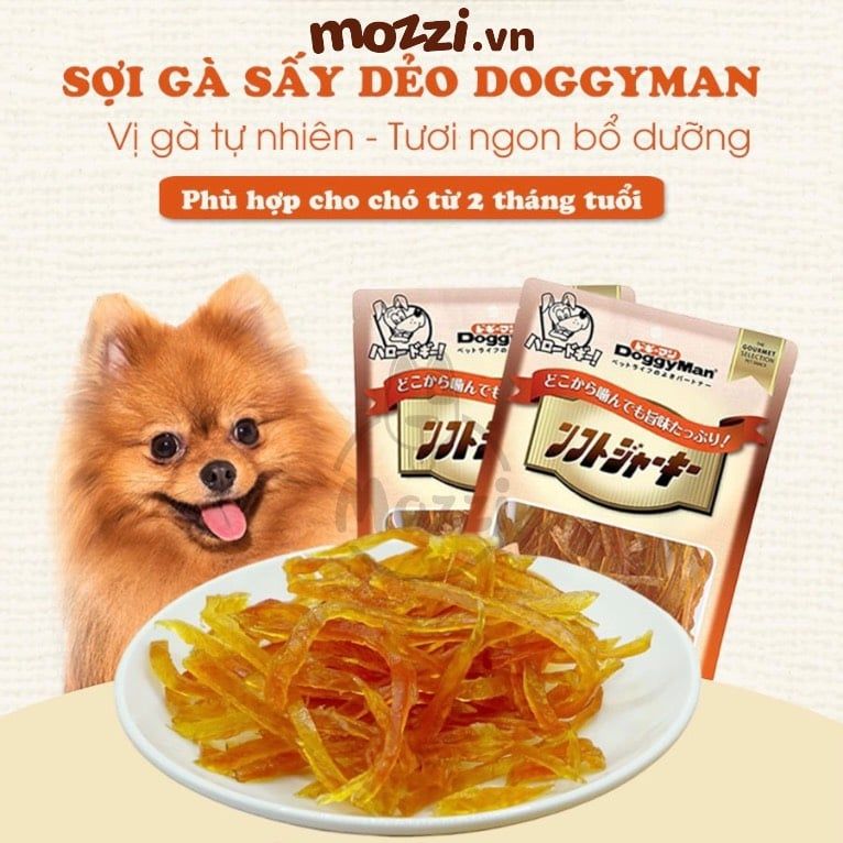 Snack cho chó Thịt gà sấy dẻo Doggyman (thanh gà sợi gà gan gà mề gà)