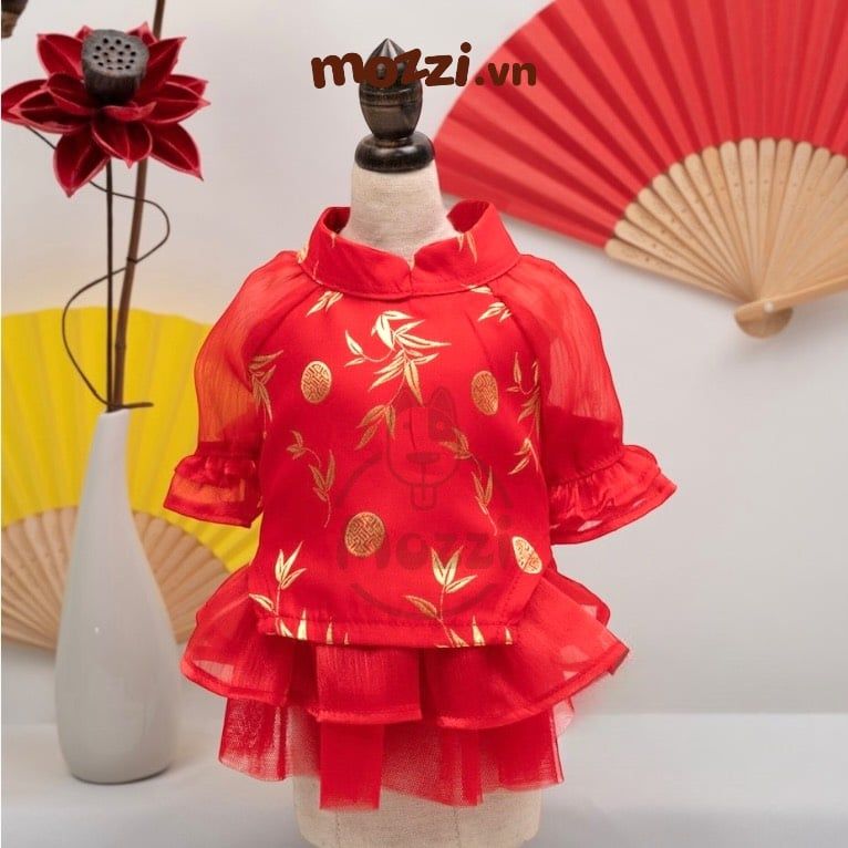 Đầm Tết Trúc thọ cho chó mèo