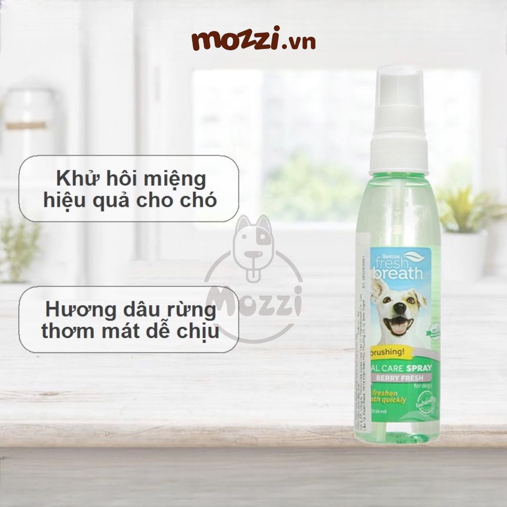 Xịt vệ sinh răng miệng Tropiclean Fresh Breath Spray Chai 118ml cho chó