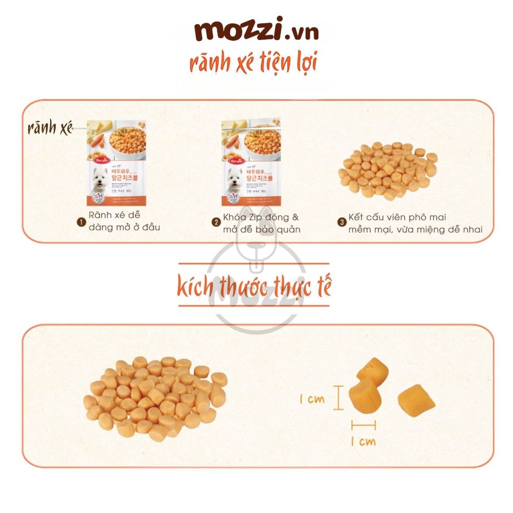 Snack cho chó Phô mai viên Bowwow (phô mai cừu cà rốt cuộn gà cá hồi)