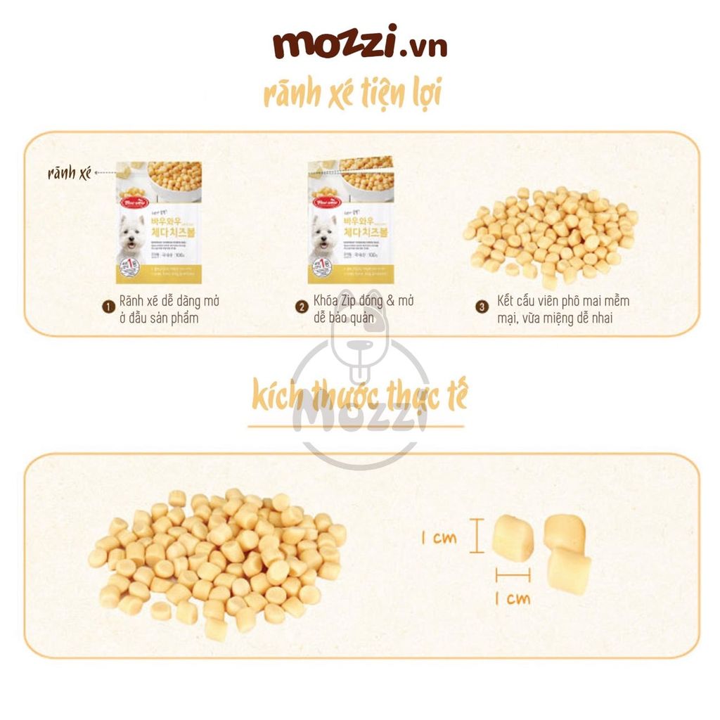Snack cho chó Phô mai viên Bowwow (phô mai cừu cà rốt cuộn gà cá hồi)