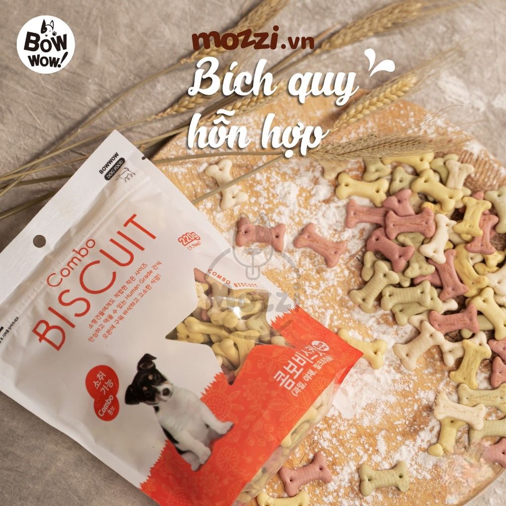 Snack cho chó Bánh bích quy hỗn hợp Bowwow 220gr