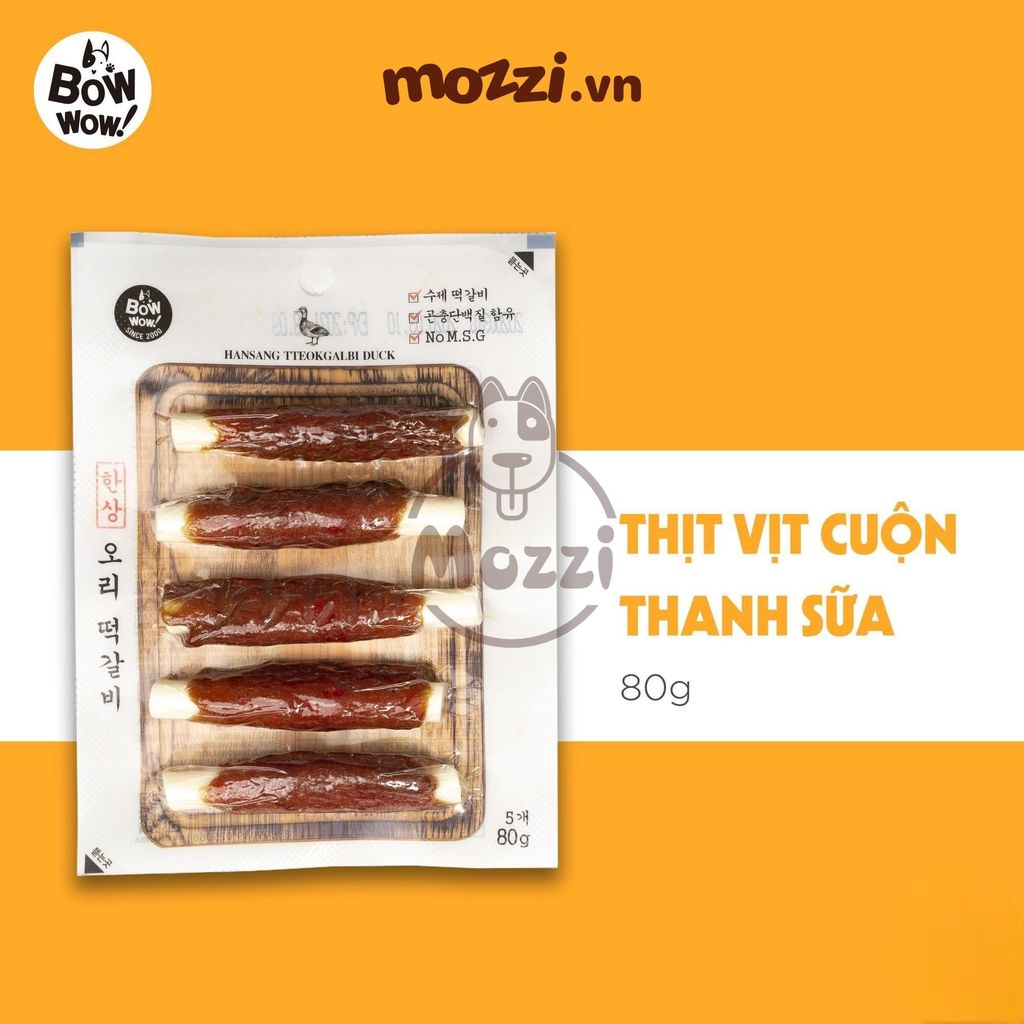 Bowwow Thịt cuộn thanh sữa 80gr cho chó