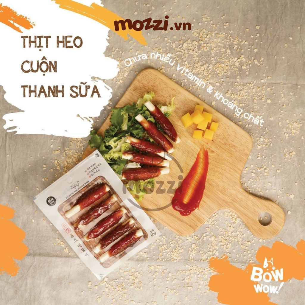 Bowwow Thịt cuộn thanh sữa 80gr cho chó