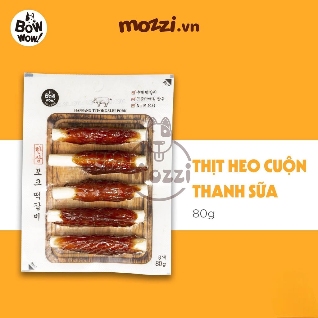 Bowwow Thịt cuộn thanh sữa 80gr cho chó