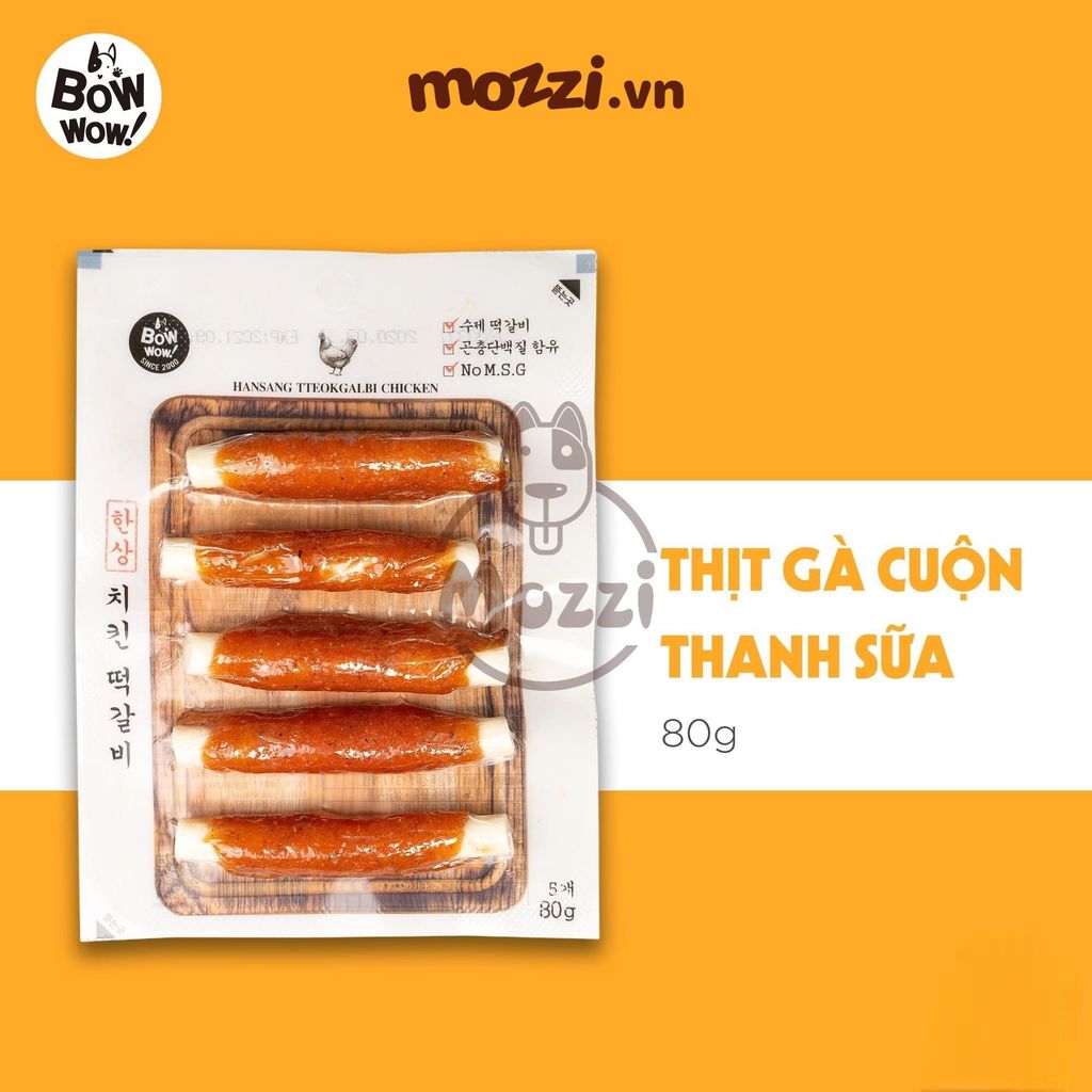 Bowwow Thịt cuộn thanh sữa 80gr cho chó