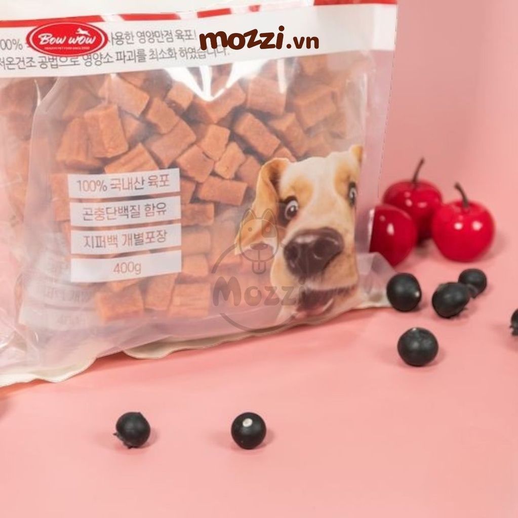 Snack cho chó Thịt viên sấy mềm Bowwow Cube Jerky