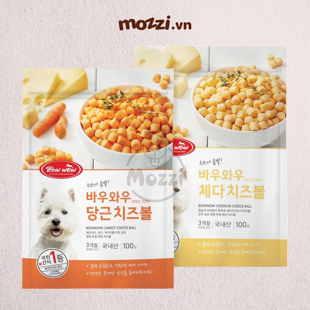 Snack cho chó Phô mai viên Bowwow (phô mai cừu cà rốt cuộn gà cá hồi)