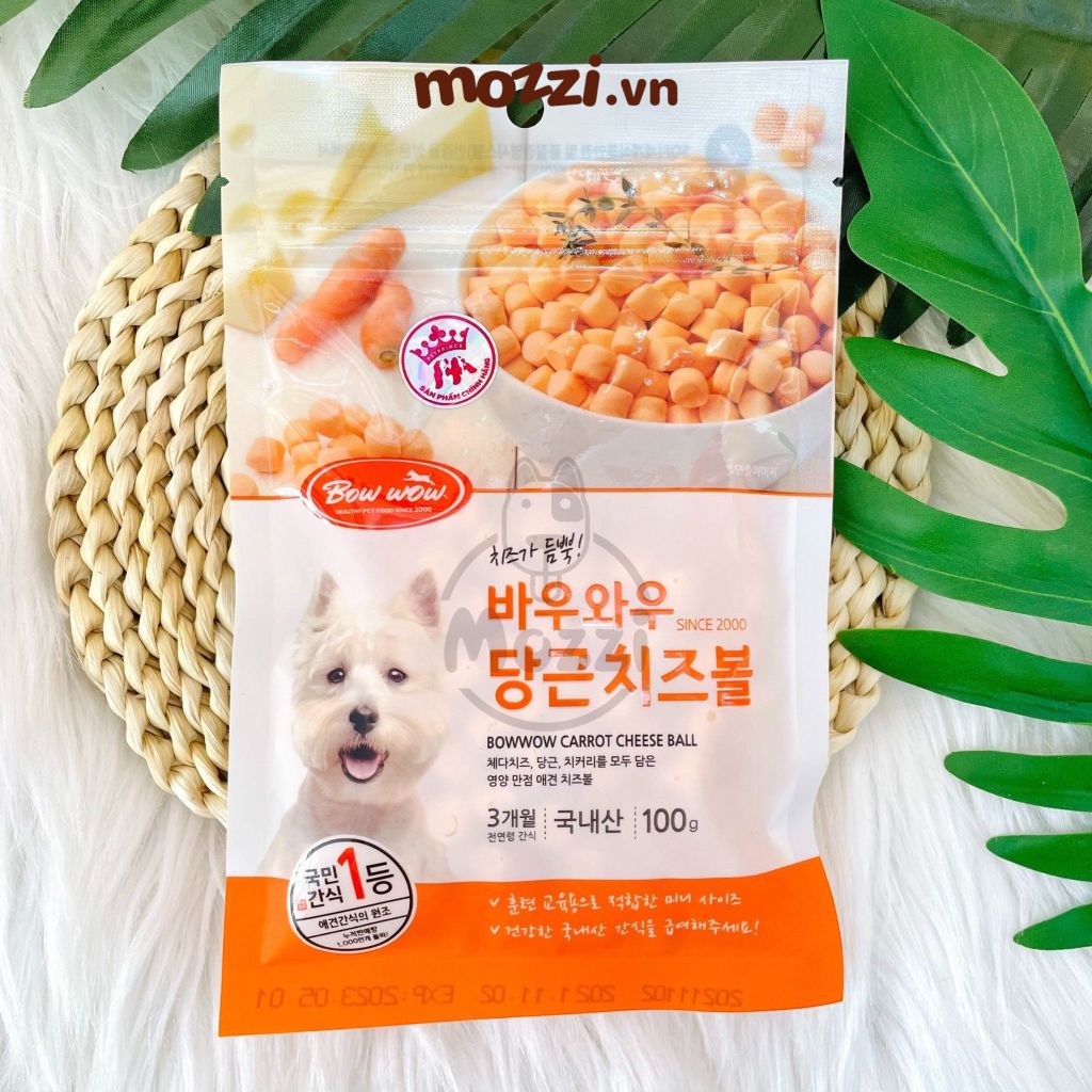 Snack cho chó Phô mai viên Bowwow (phô mai cừu cà rốt cuộn gà cá hồi)