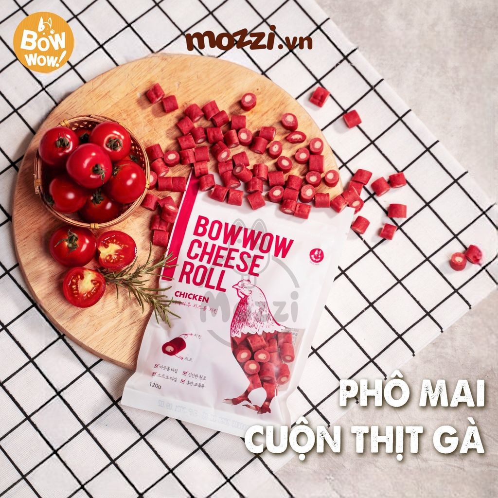 Snack cho chó Phô mai viên Bowwow (phô mai cừu cà rốt cuộn gà cá hồi)
