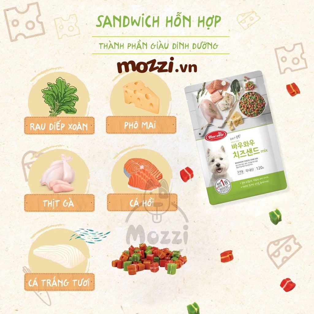 Snack cho chó Sandwich Snack hỗn hợp Bowwow