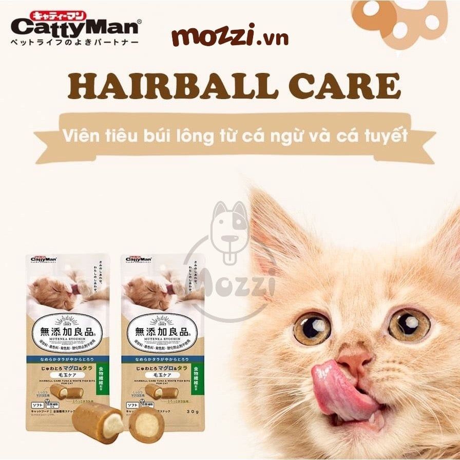 Snack cho mèo Viên thịt Viên tiêu búi lông CattyMan thơm ngon gói 30gr