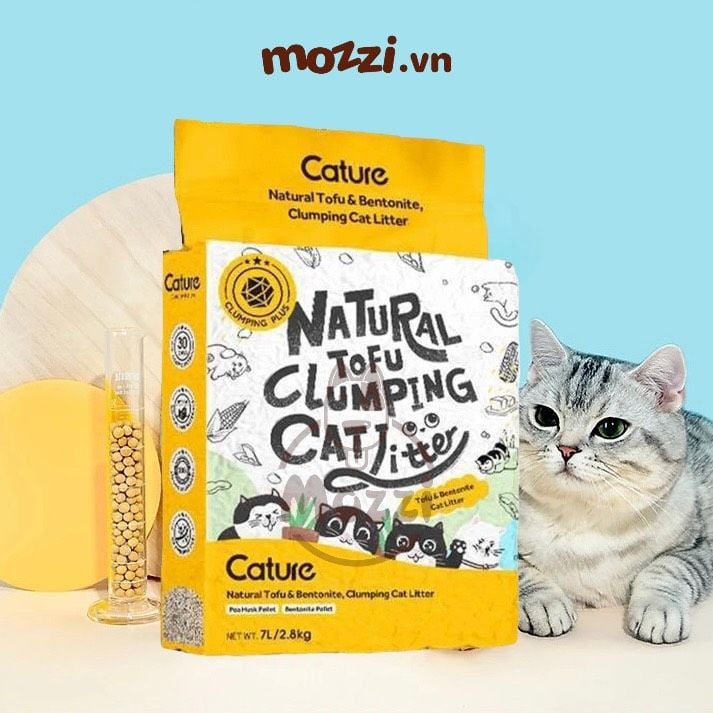 [7L] Cát vệ sinh cho mèo Tofu Cature mix Đậu nành + Xi măng + Gỗ cho mèo