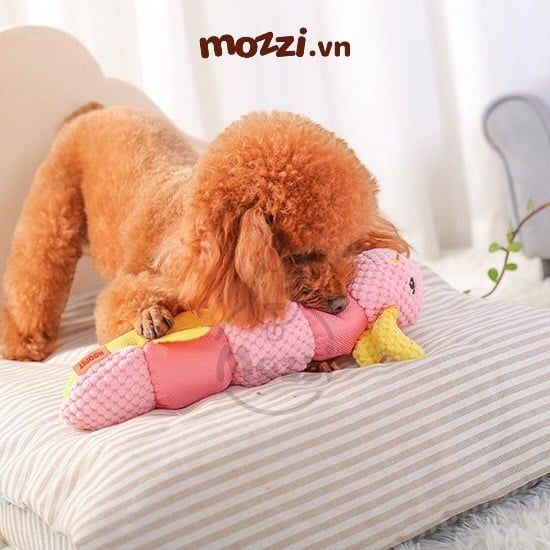 Gối ôm âm thanh hình con sâu 35cm cho chó mèo