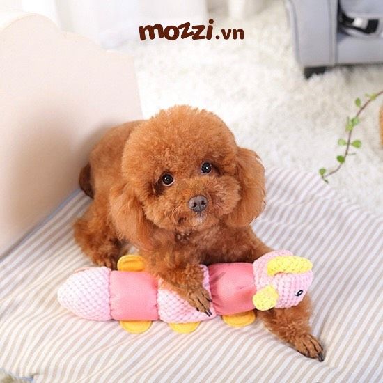 Gối ôm âm thanh hình con sâu 35cm cho chó mèo