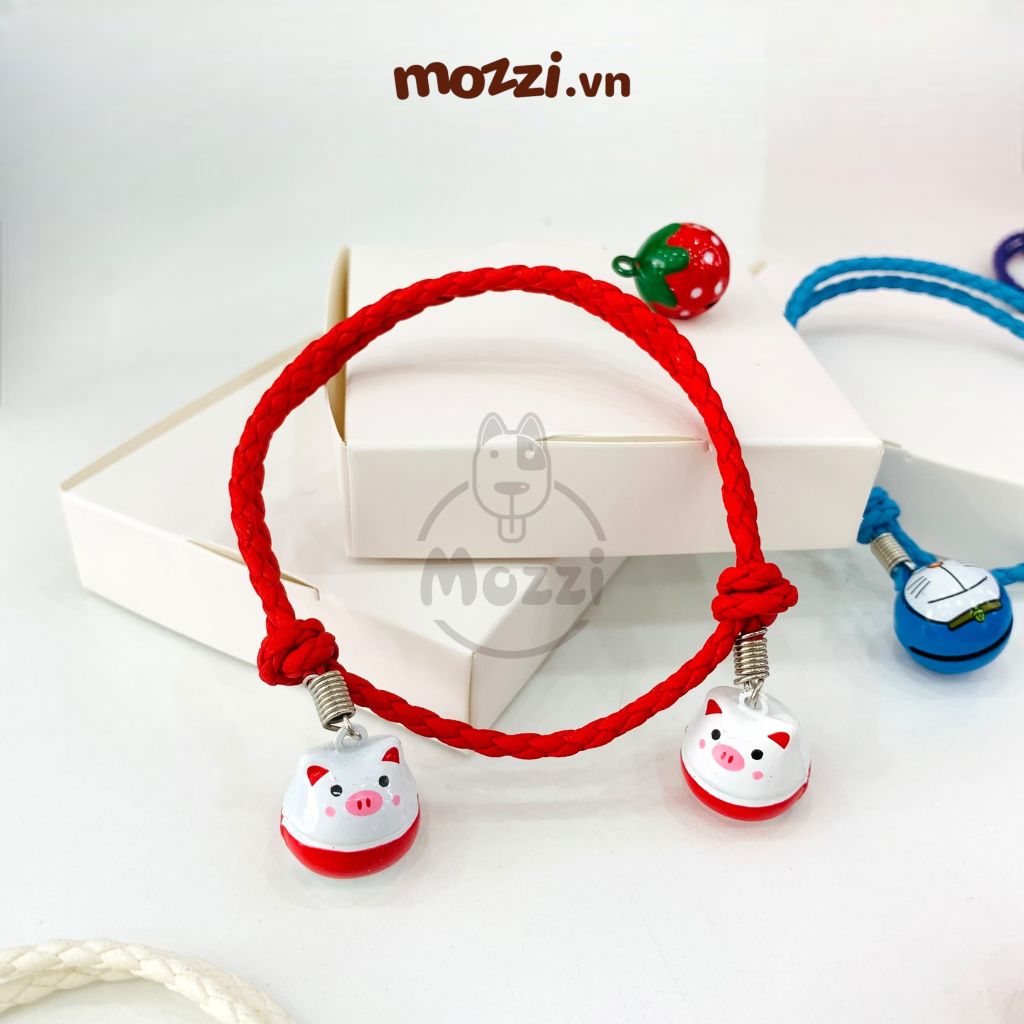 Vòng cổ Handmade gắn chuông thú có thể thu nới (inbox cân nặng)