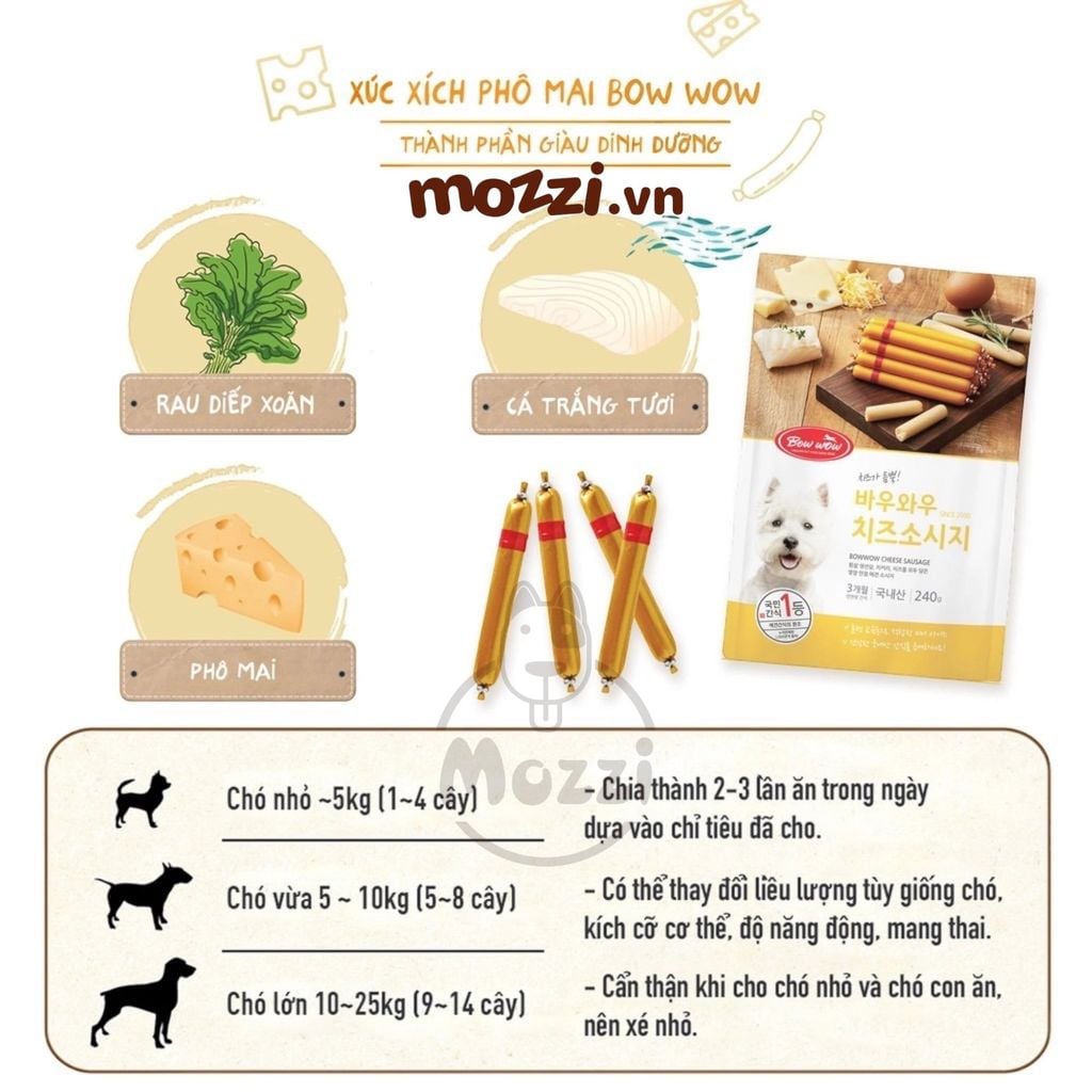 Snack cho chó Xúc xích phô mai BowWow bổ dưỡng