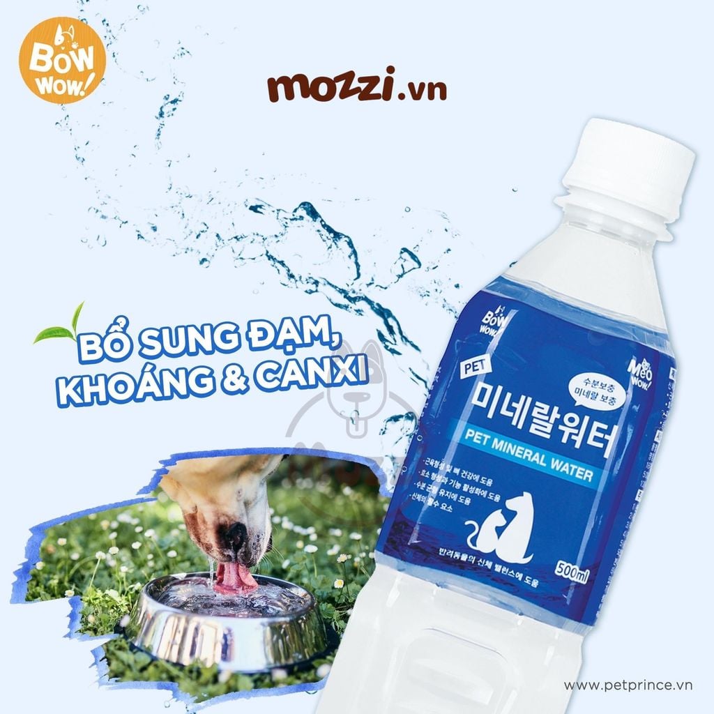 Bowwow Nước khoáng cấp đạm và canxi 500ml  cho chó mèo