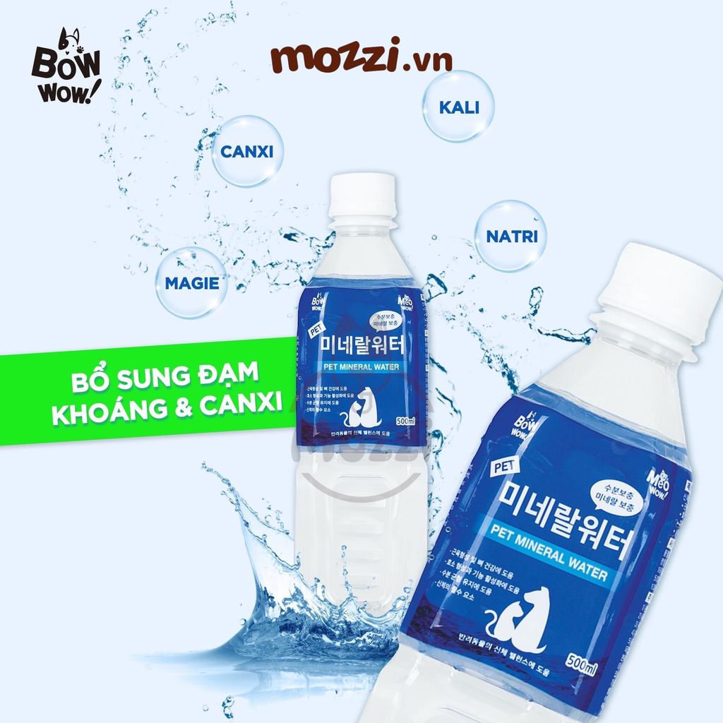 Bowwow Nước khoáng cấp đạm và canxi 500ml  cho chó mèo