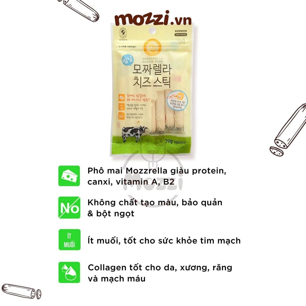 Snack cho chó Xúc xích phô mai BowWow bổ dưỡng
