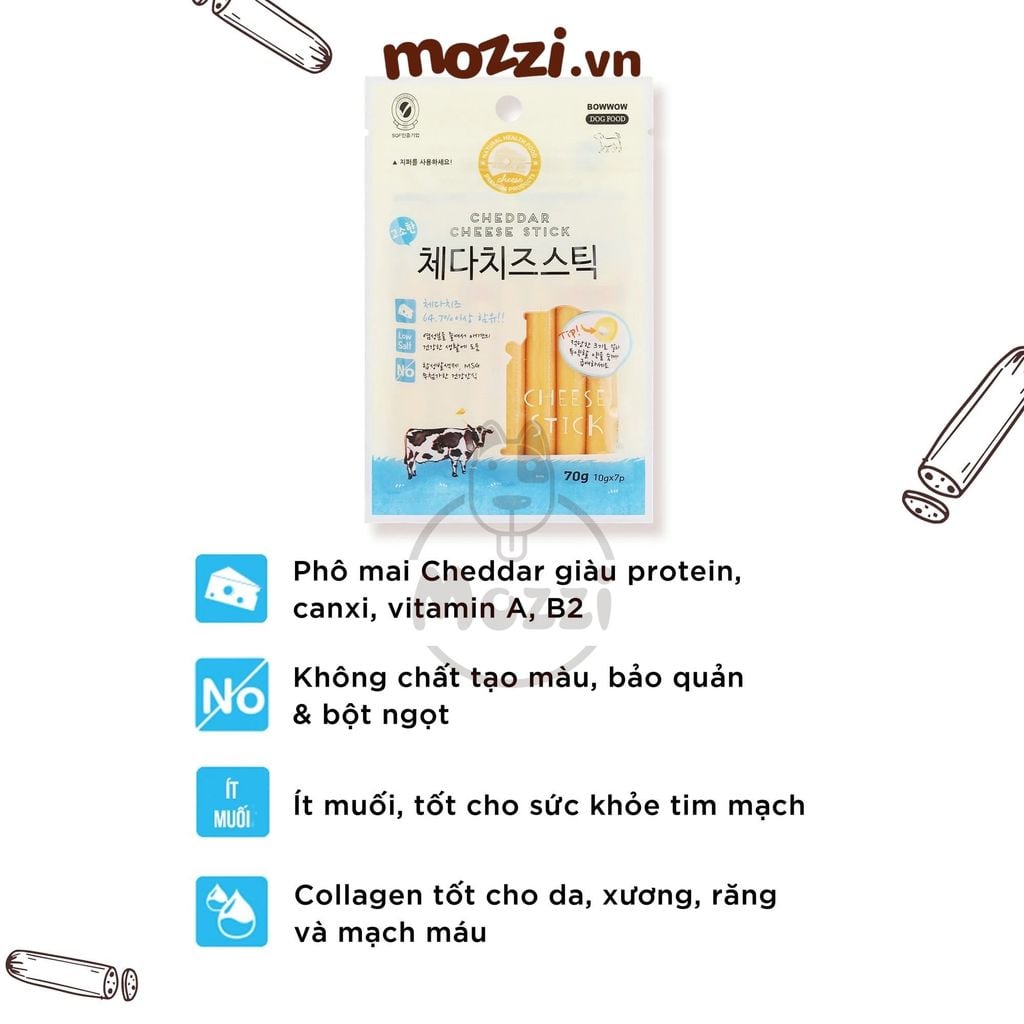 Snack cho chó Xúc xích phô mai BowWow bổ dưỡng