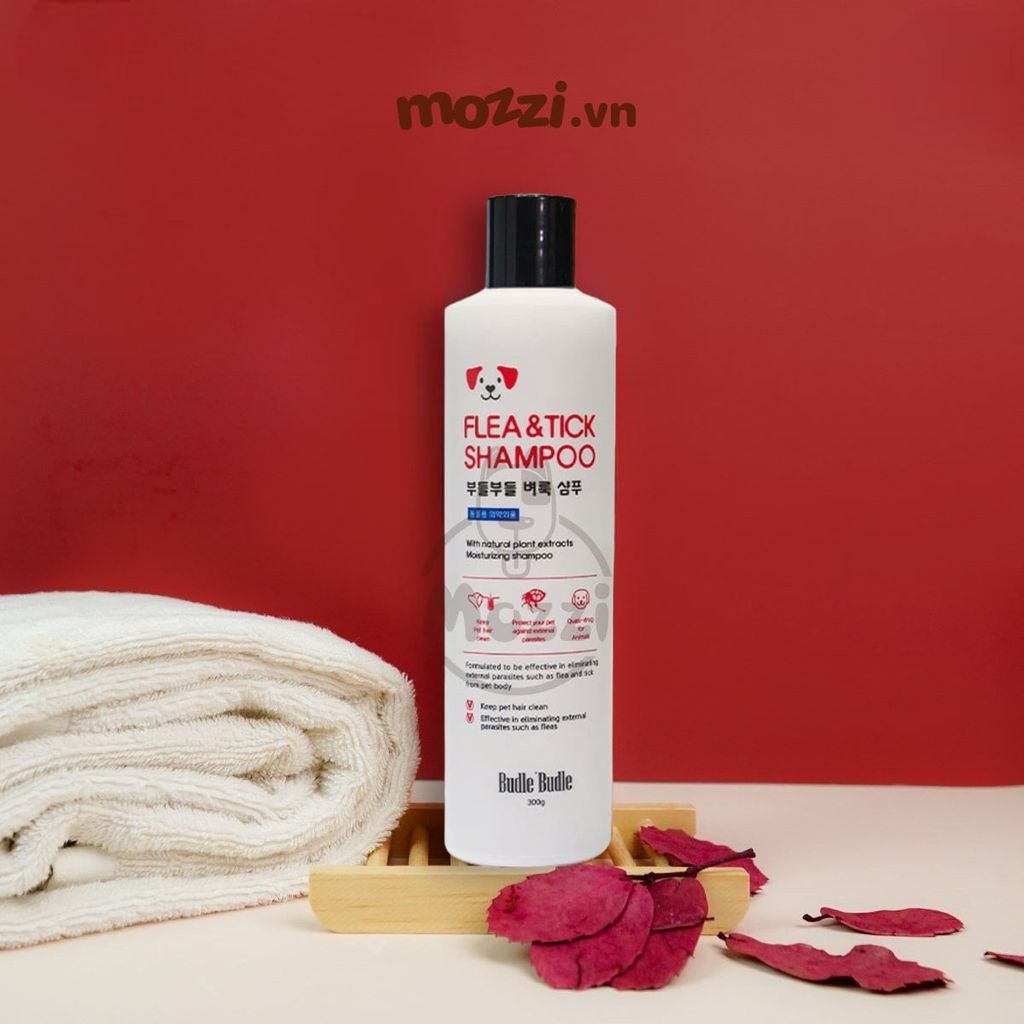 Sữa tắm Budle’Budle Chăm sóc da Vảy gàu Viêm da Ve bọ chét 300gr cho chó