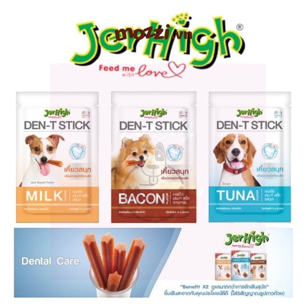Snack cho chó Gặm sạch răng Den-T Stick Jerhigh gói 60gr