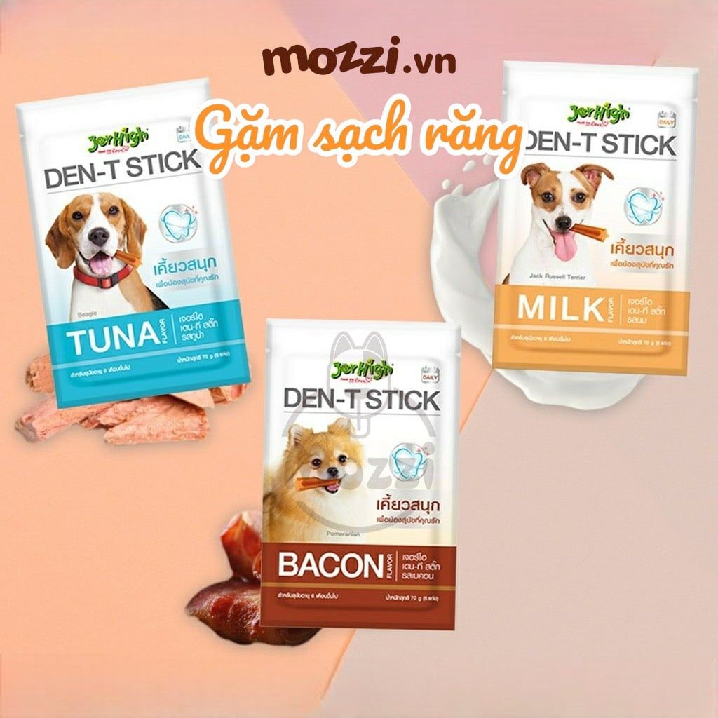 Snack cho chó Gặm sạch răng Den-T Stick Jerhigh gói 60gr