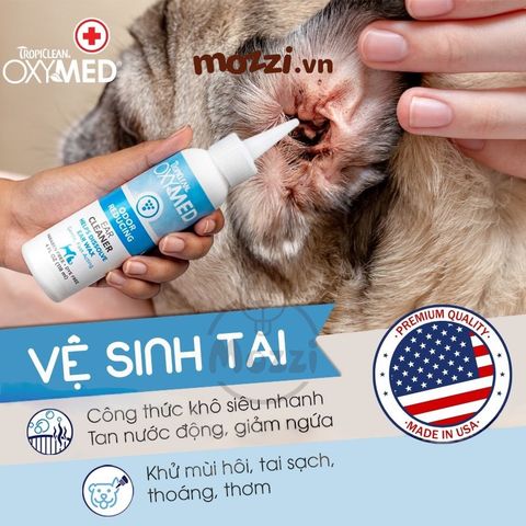 Dung dịch vệ sinh rửa tai Oxymed Tropiclean cho chó mèo 
