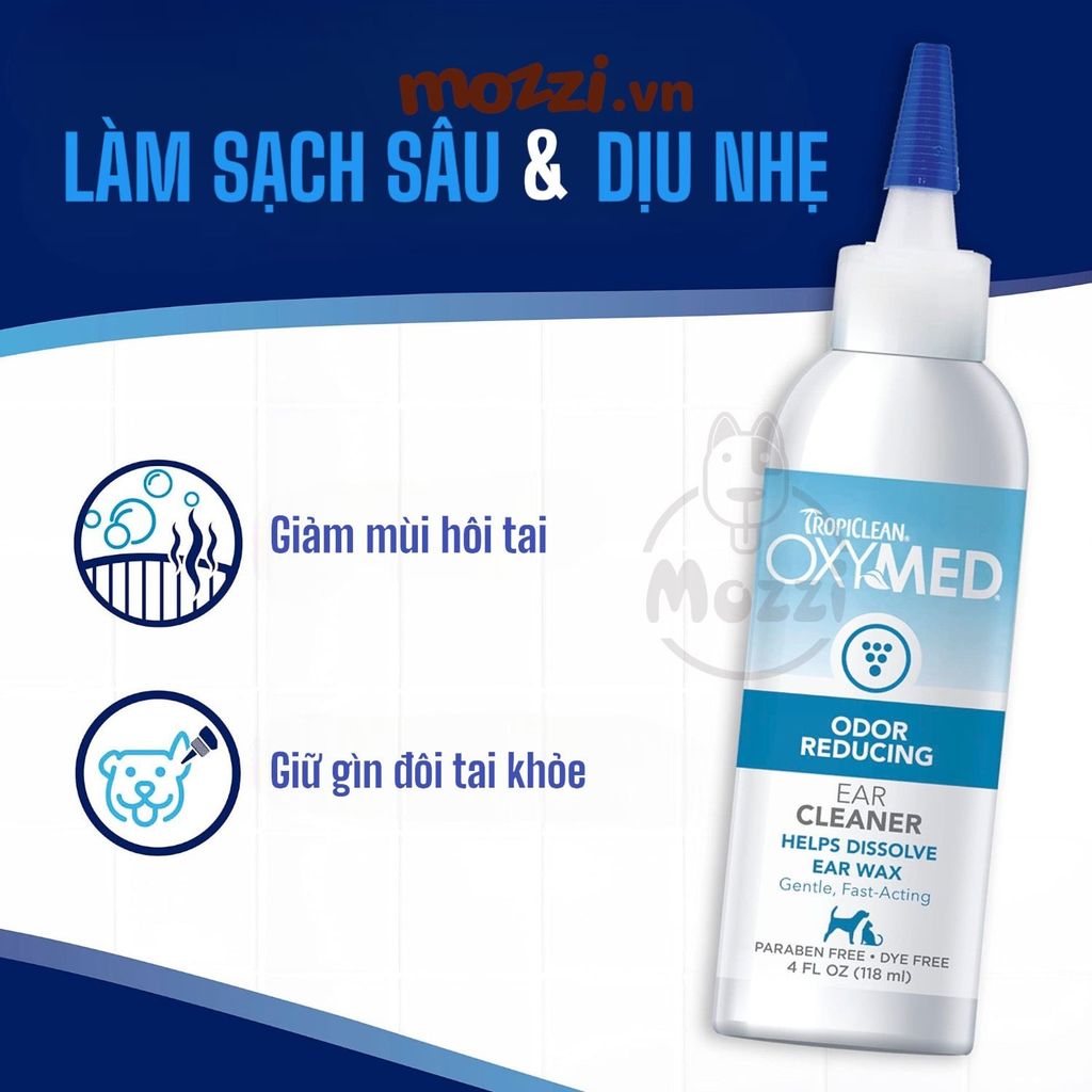 Dung dịch vệ sinh rửa tai Oxymed Tropiclean cho chó mèo