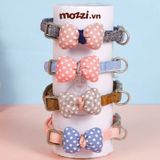  Vòng cổ cho chó mèo Nơ cotton denim dễ thương 