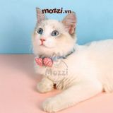 Vòng cổ cho chó mèo Nơ cotton denim dễ thương 