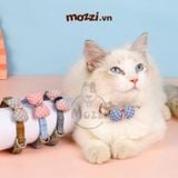  Vòng cổ cho chó mèo Nơ cotton denim dễ thương 