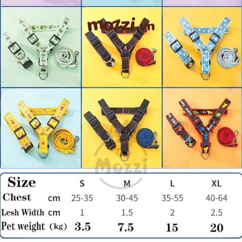  Dây dắt yếm ngực Hipipet kèm vòng cổ họa tiết cho chó mèo 
