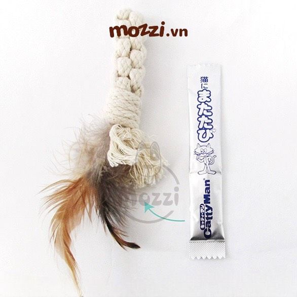 CattyMan Đồ chơi catnip cotton lông gà hình que cho mèo