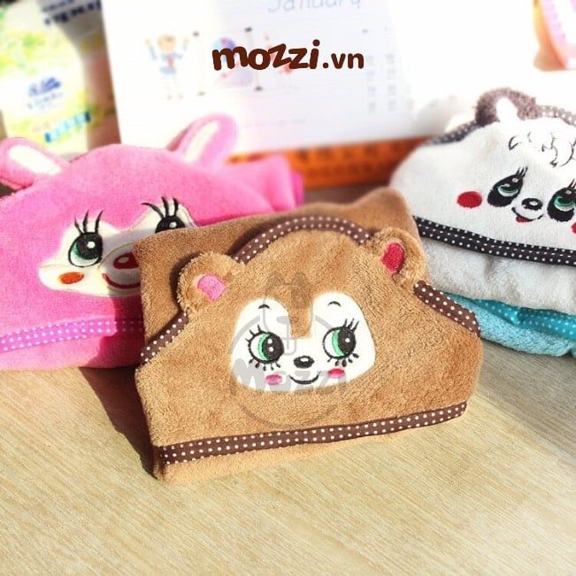 Khăn tắm bông mềm họa tiết gấu cao cấp cho chó mèo
