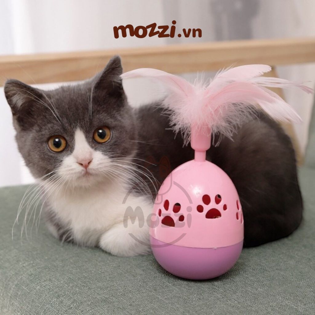 Đồ chơi Lật đật lục lạc lông gà cho mèo