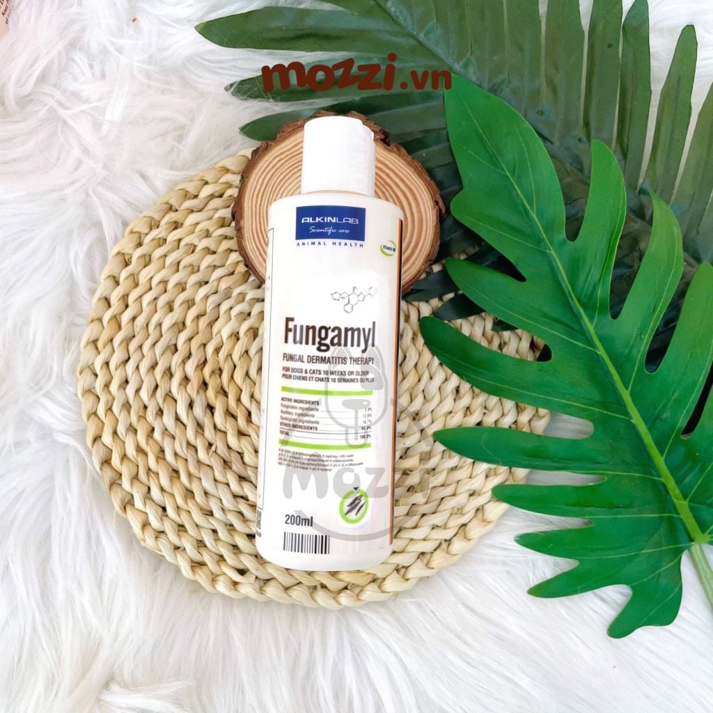 Sữa tắm Alkin Dermatic Fungamyl Chăm sóc da nấm vảy gàu, ghẻ, ngứa mưng mủ cho chó mèo Chai 200ml